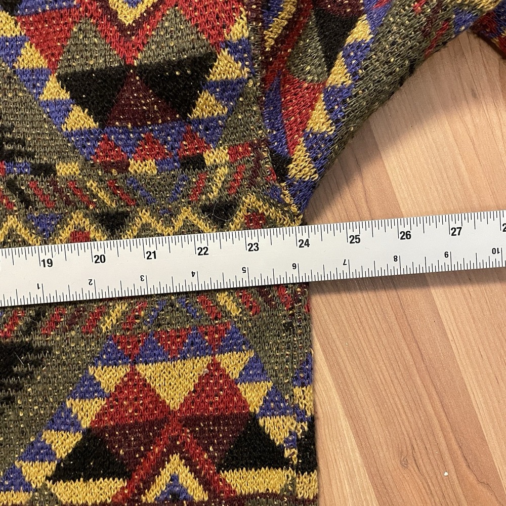 Vintage 90s Coogi Style Sweater Multicolor Aztec Wool Blend Size L Made In Italy - Picture 8 of 9
